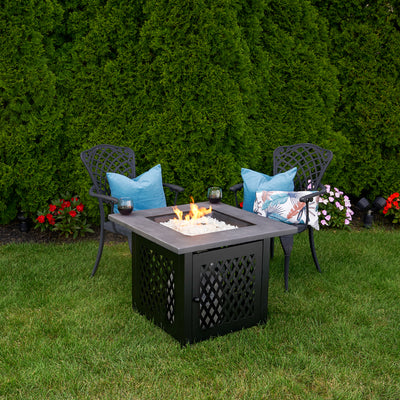 Charles 30 Inch Square Outdoor UV Printed LP Gas Fire Pit? Table (Open Box)