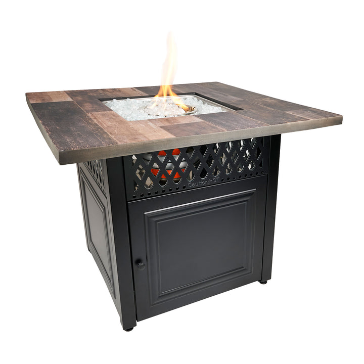Endless Summer Piper 38" Square UV Printed LP DualHeat Gas Fire Pit (Open Box) - VMInnovations