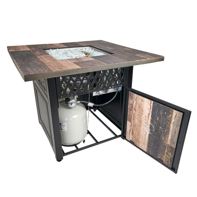 Piper 38" Square UV Printed LP DualHeat Gas Fire Pit Table (For Parts) - VMInnovations