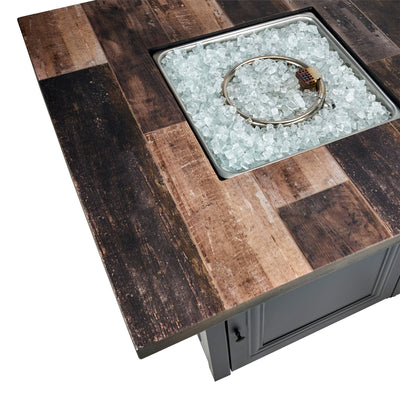 Piper 38" Square UV Printed LP DualHeat Gas Fire Pit Table (For Parts) - VMInnovations