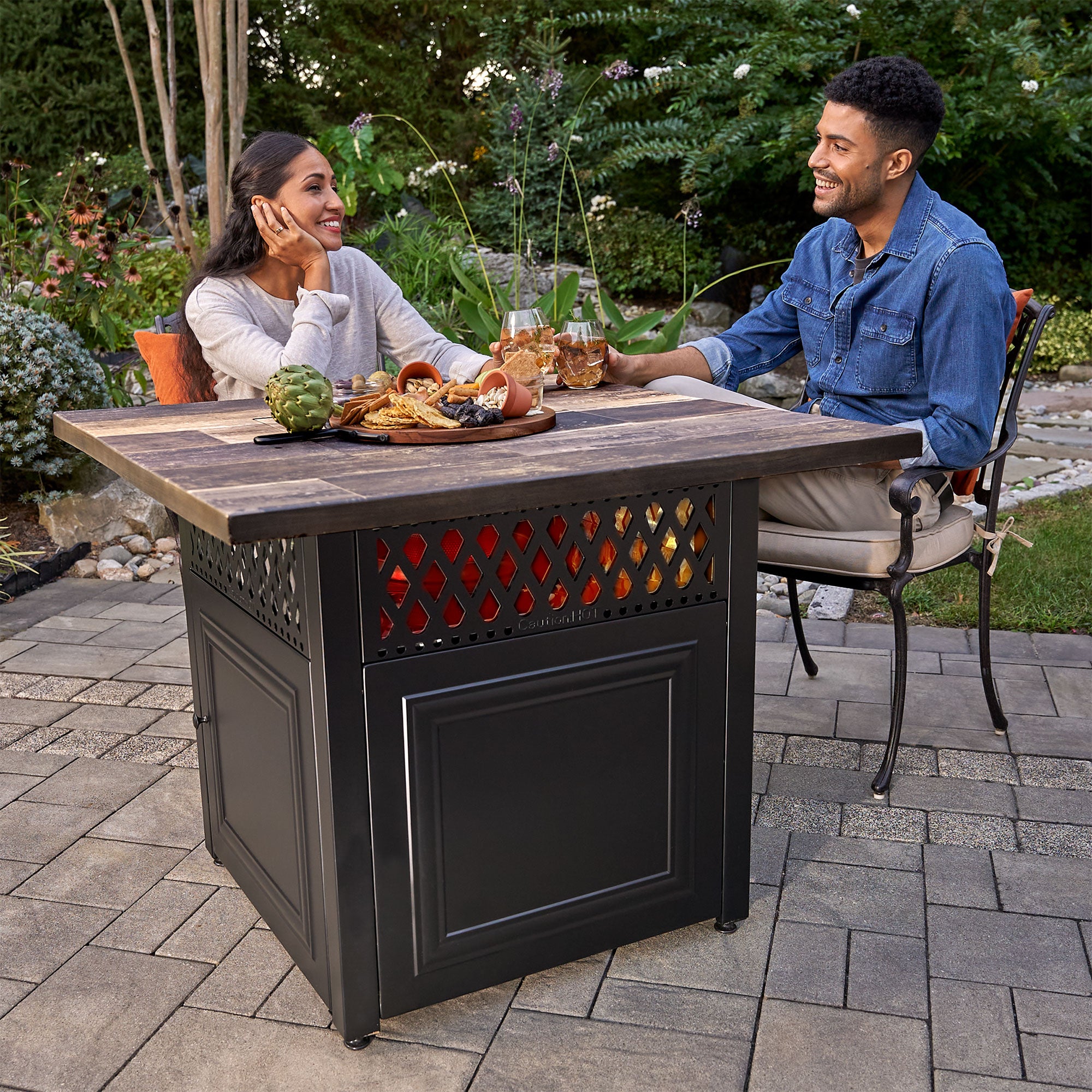 Piper 38" Square UV Printed LP DualHeat Gas Fire Pit Table (For Parts) - VMInnovations