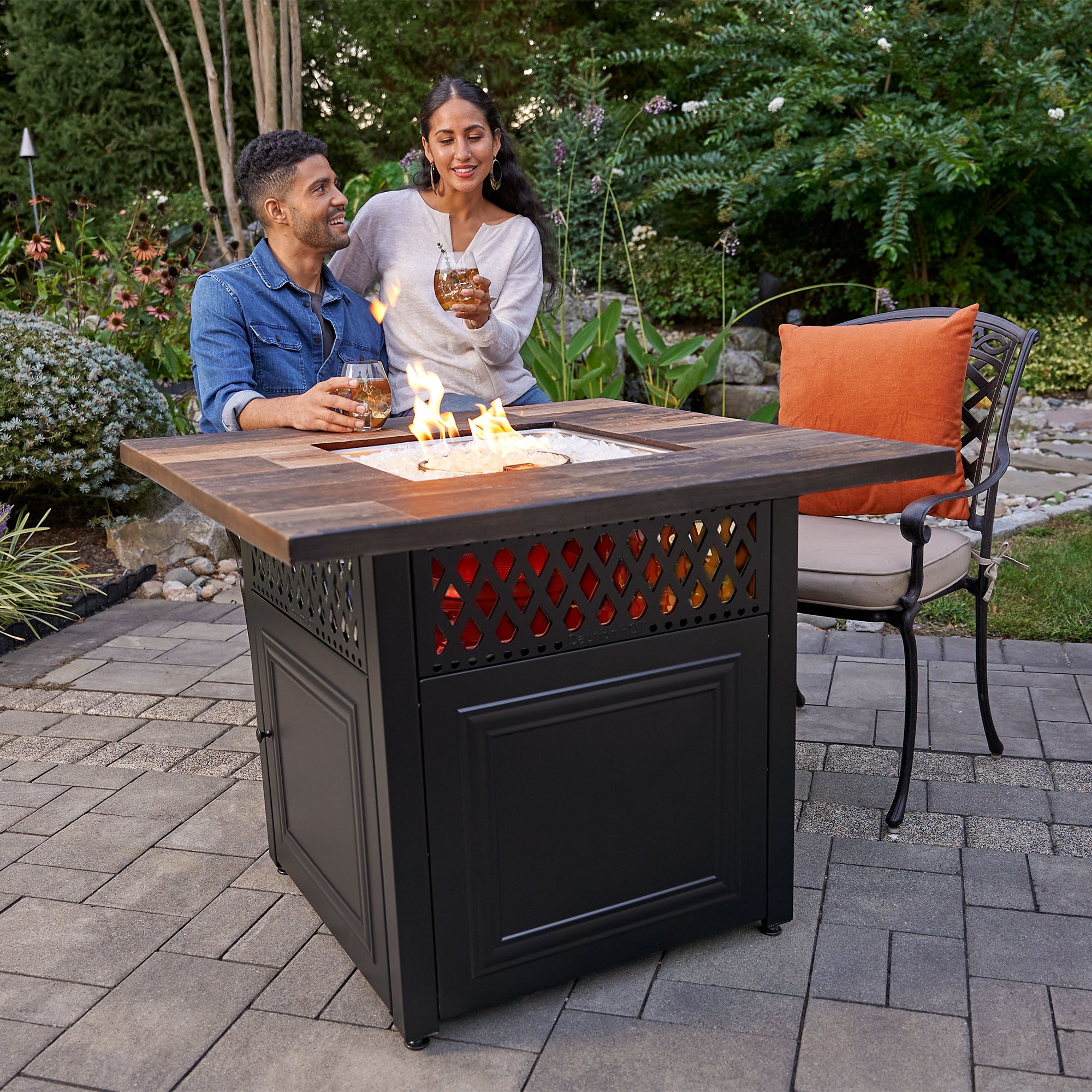 Piper 38" Square UV Printed LP DualHeat Gas Fire Pit Table (For Parts) - VMInnovations