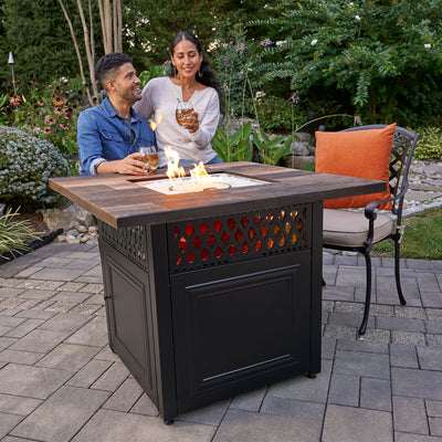 Endless Summer Piper 38" Square UV Printed LP DualHeat Gas Fire Pit (Open Box) - VMInnovations
