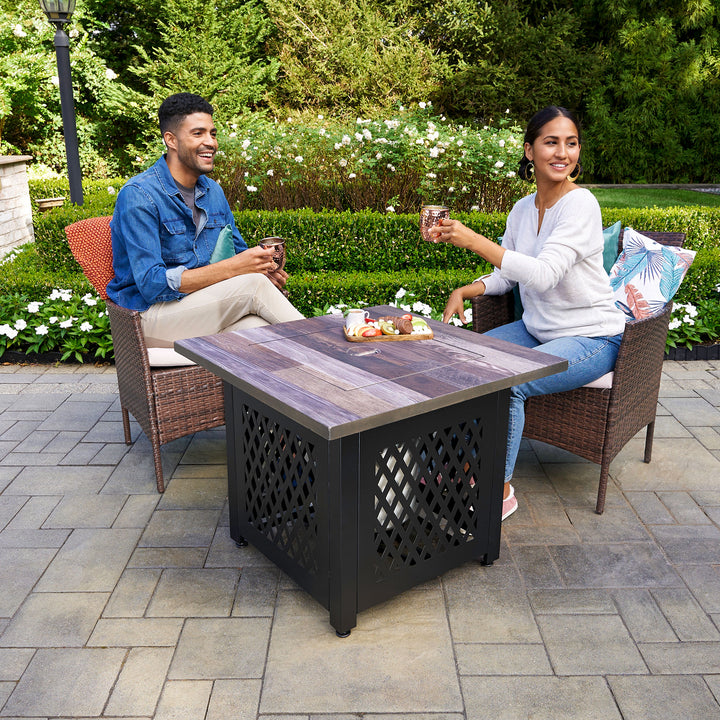 Endless Summer 30" Nate Square Outdoor UV Printed Gas Fire Pit Table (Open Box)