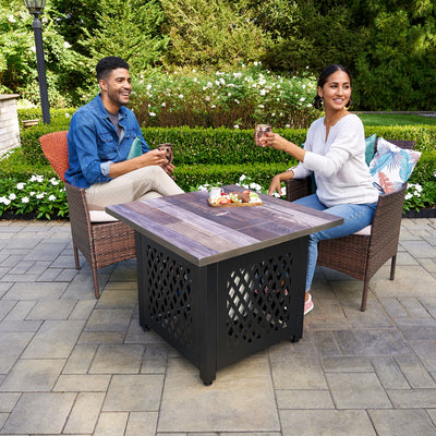 30 Inch Square Outdoor UV Printed LP Gas Fire Pit Table (Used)