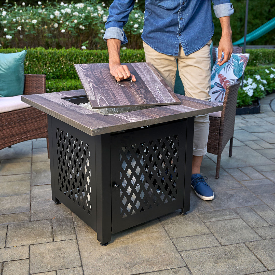 Endless Summer 30" Nate Square Outdoor UV Printed Gas Fire Pit Table (Open Box) - VMInnovations