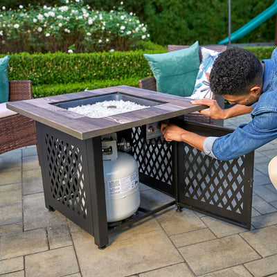 Endless Summer 30" Nate Square Outdoor UV Printed Gas Fire Pit Table (Open Box) - VMInnovations