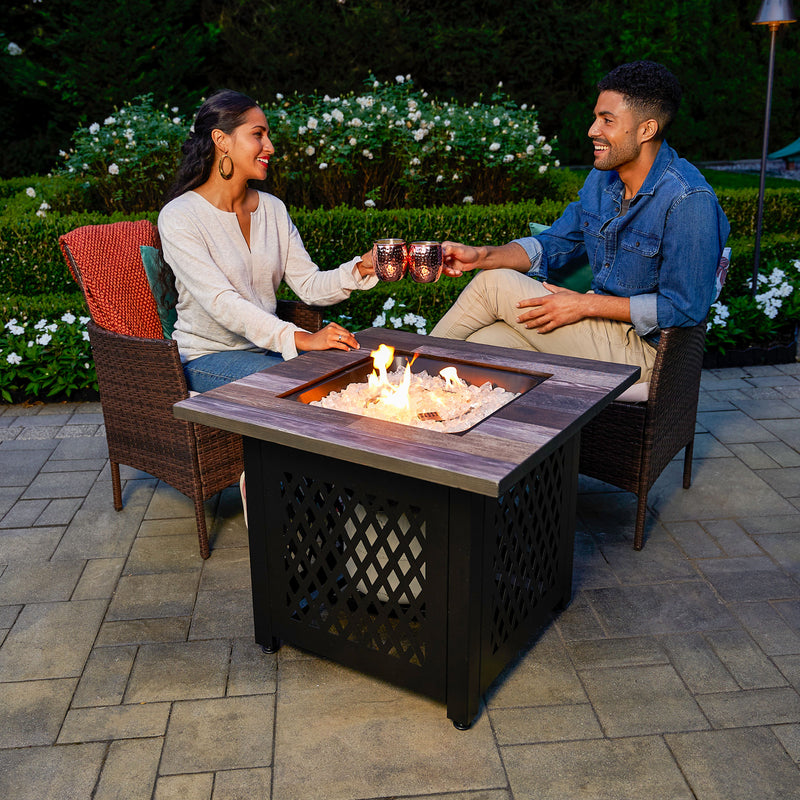 Endless Summer Nate 30 Inch Square Outdoor UV Printed LP Gas Fire Pit Table
