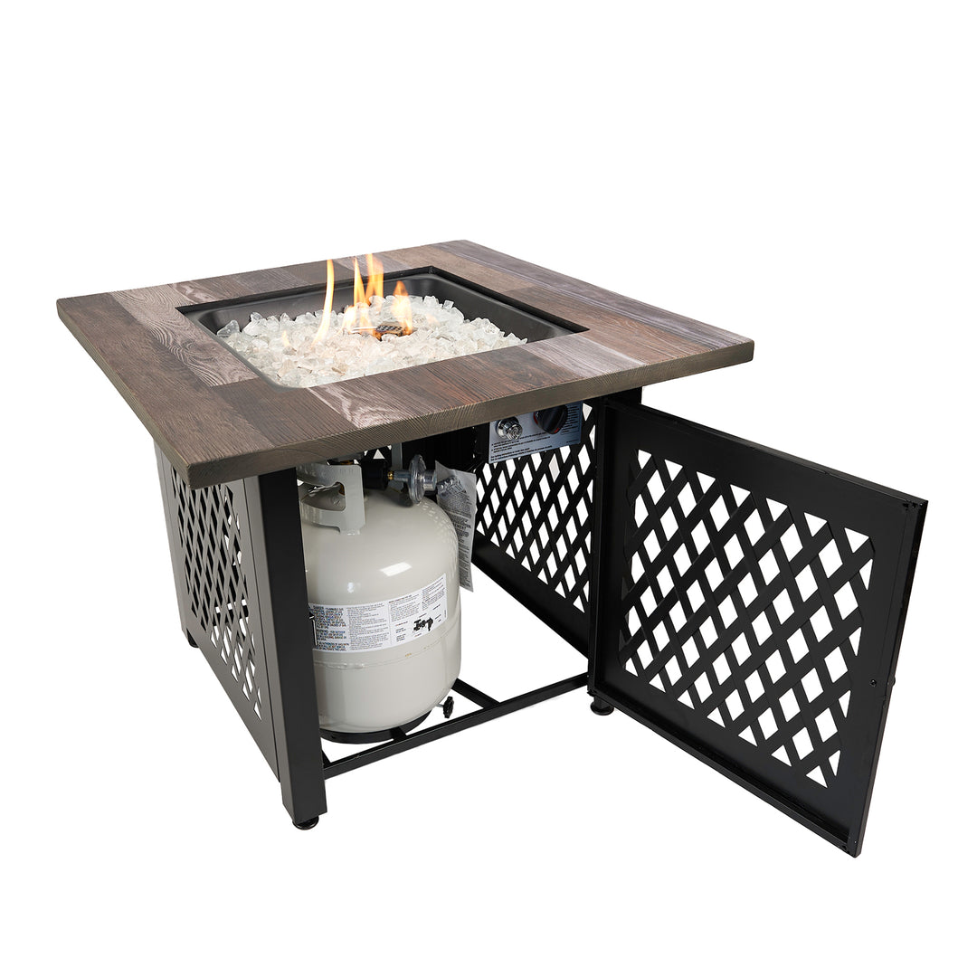 Endless Summer Nate 30 Inch Square Outdoor UV Printed LP Gas Fire Pit Table