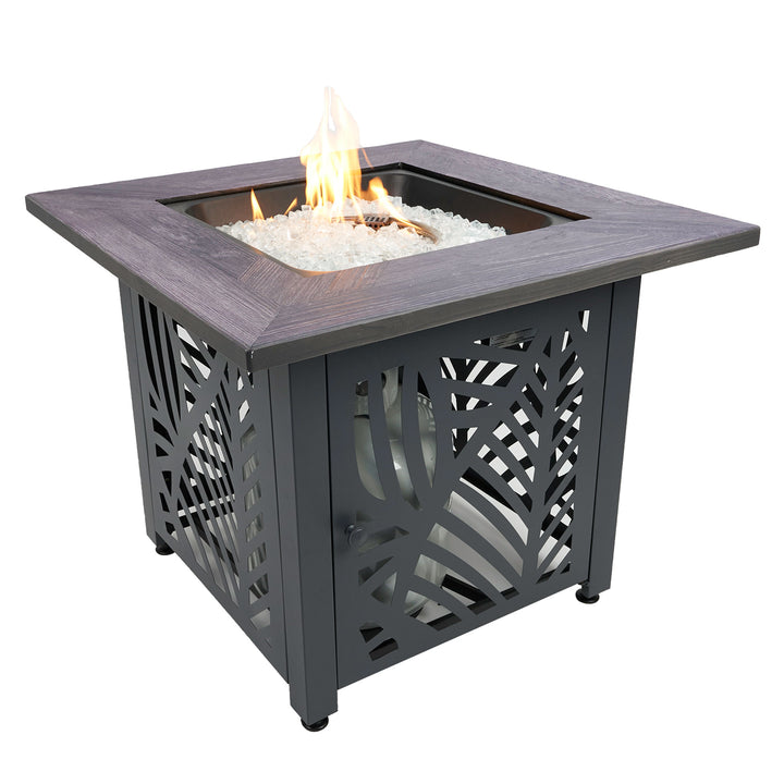 Endless Summer Lindsey 30 Inch Square Outdoor UV Printed LP Gas Fire Pit Table - VMInnovations