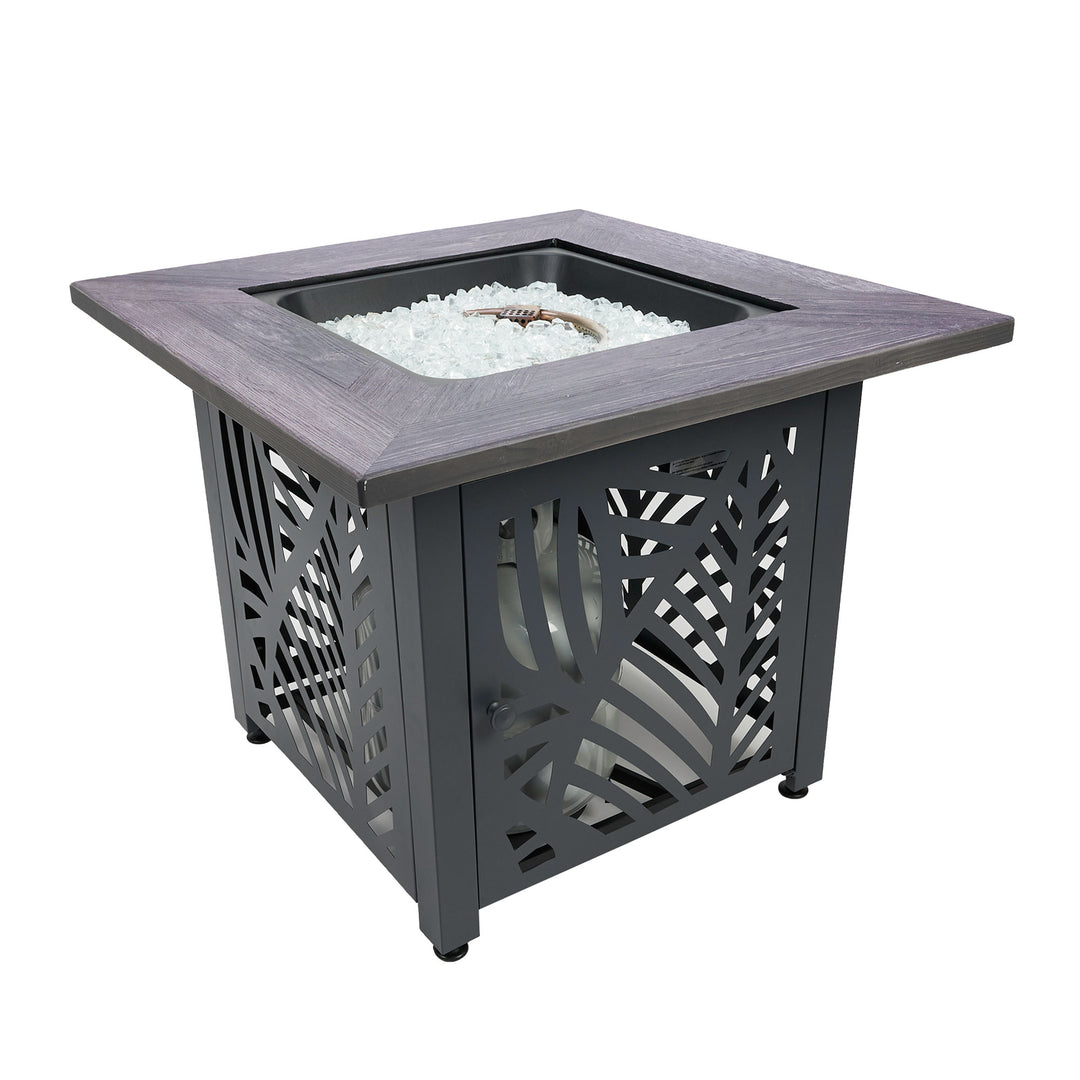 Endless Summer Lindsey 30 Inch Square Outdoor UV Printed LP Gas Fire Pit Table - VMInnovations