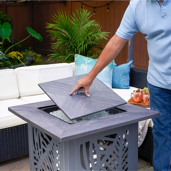 Endless Summer Lindsey 30 Inch Square Outdoor UV Printed LP Gas Fire Pit Table - VMInnovations