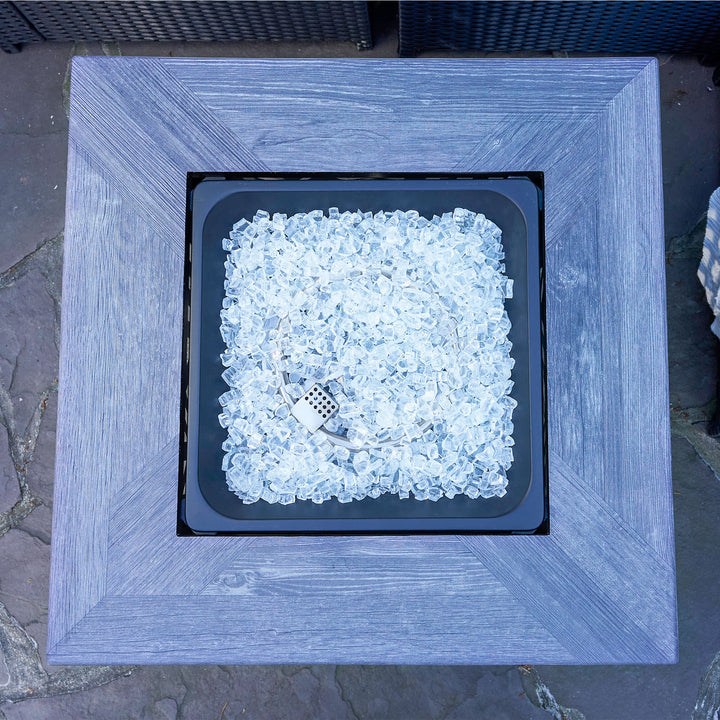 Endless Summer Lindsey 30 Inch Square Outdoor UV Printed LP Gas Fire Pit Table - VMInnovations