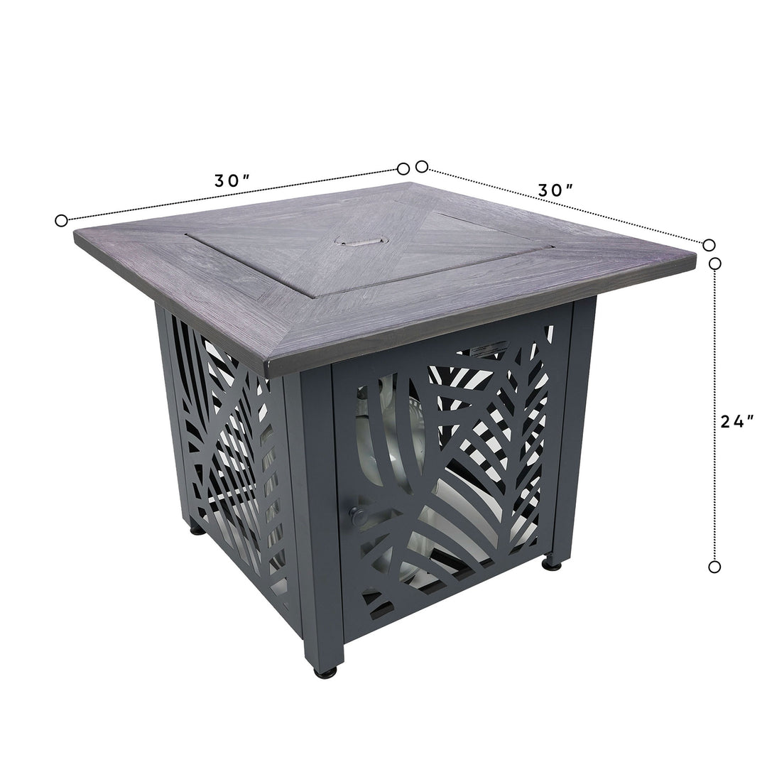 Endless Summer Lindsey 30 Inch Square Outdoor UV Printed LP Gas Fire Pit Table - VMInnovations