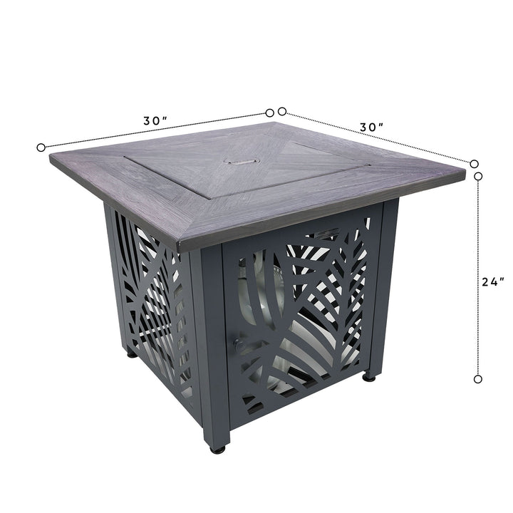 Endless Summer Lindsey 30 Inch Square Outdoor UV Printed LP Gas Fire Pit Table - VMInnovations