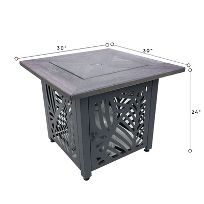 Endless Summer Lindsey 30 Inch Square Outdoor UV Printed LP Gas Fire Pit Table