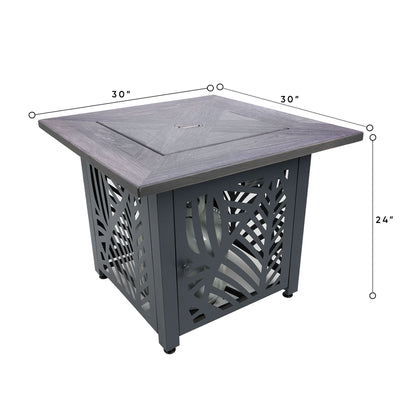Endless Summer Lindsey 30 Inch Square UV Printed LP Gas Fire Pit (Open Box) - VMInnovations
