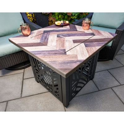 Endless Summer Darby 30" Square Outdoor UV Printed Gas Fire Pit/Table (Open Box) - VMInnovations