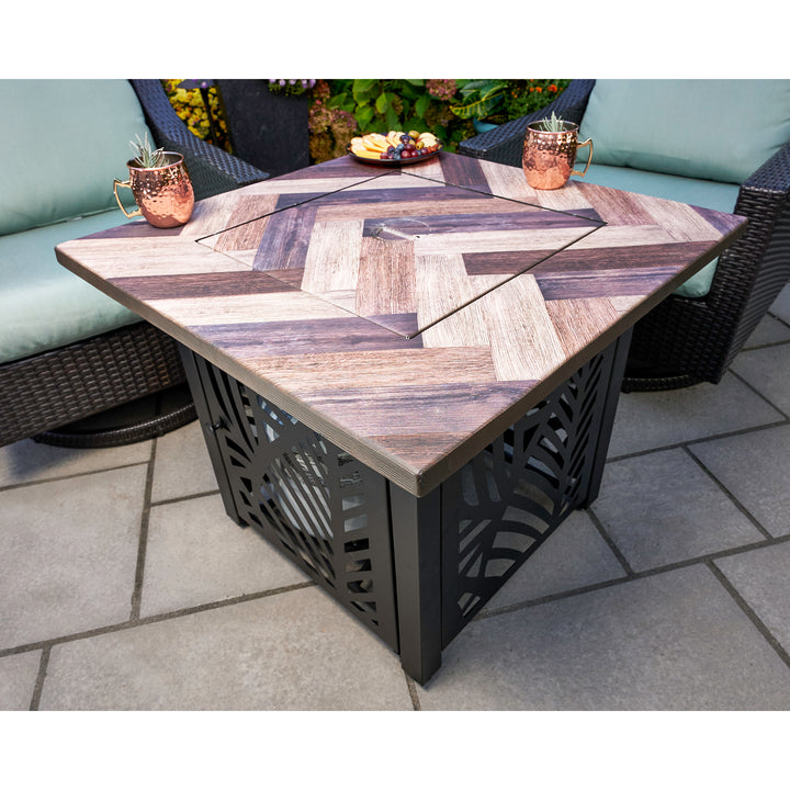 Endless Summer Darby 30" Square Outdoor UV Printed Gas Fire Pit/Table (Open Box) - VMInnovations