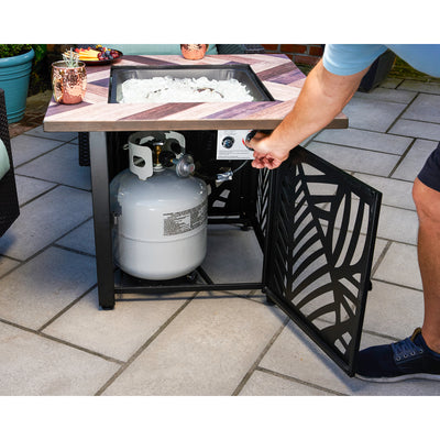 Endless Summer Darby 30" Square Outdoor UV Printed Gas Fire Pit/Table (Open Box)