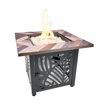 Endless Summer Darby 30" Square Outdoor UV Printed Gas Fire Pit/Table (Open Box) - VMInnovations