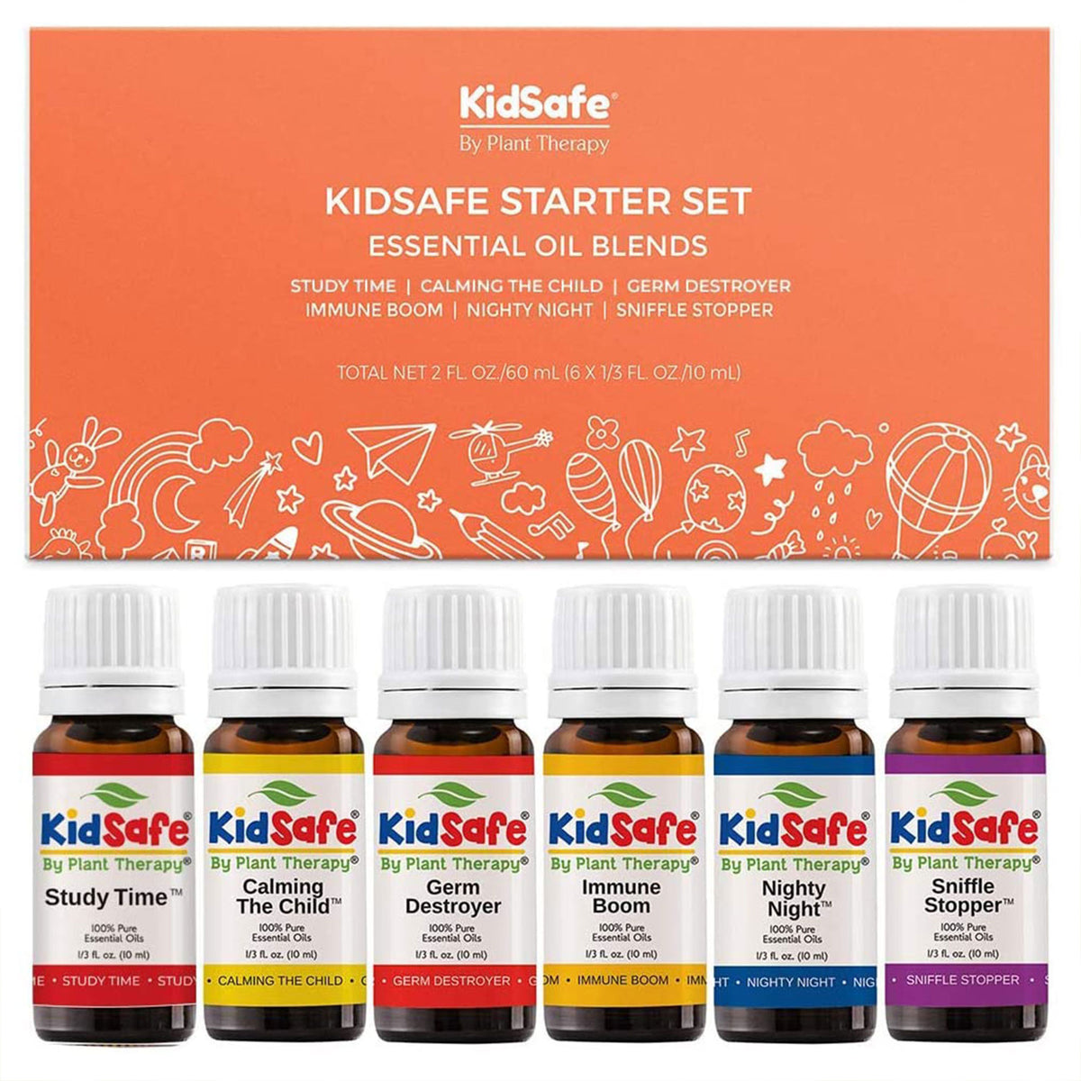 Plant Therapy 10 mL Essential Oil Blends, Set of 6, 1/3 Oz, Starter (Open Box)