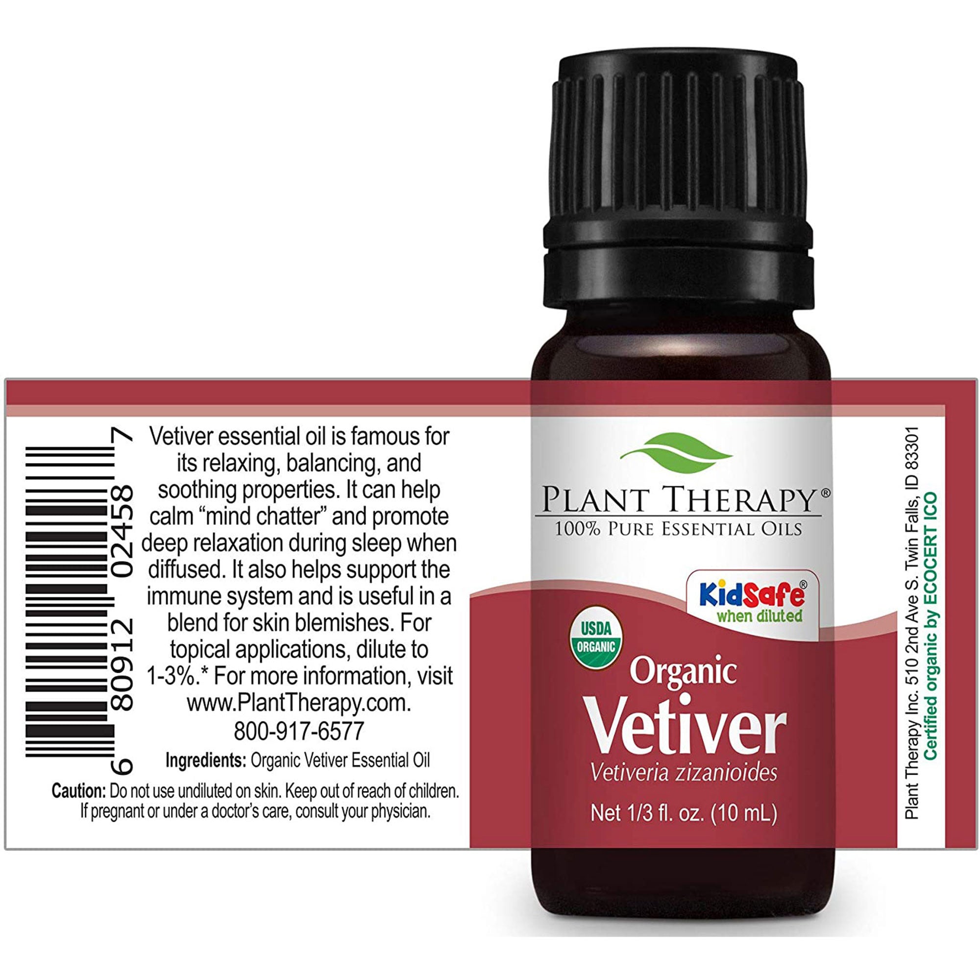 Plant Therapy Aromatherapy 10mL Essential Oil, 1/3oz, Organic Vetiver (3 Pack)