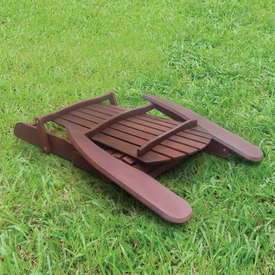 Merry Products Real Acacia Hardwood Folding Adirondack Chair, Brown (Open Box) - VMInnovations