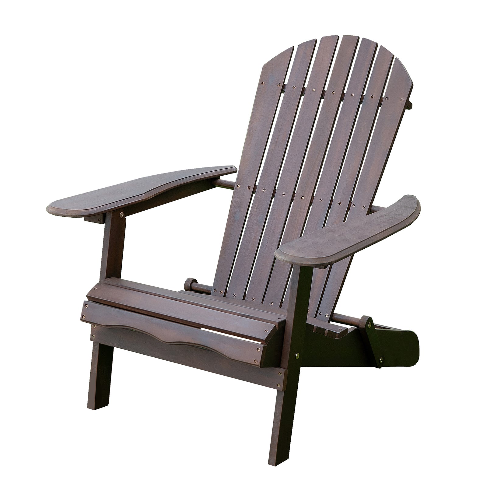 Merry Products Real Acacia Hardwood Folding Adirondack Patio Chair, Dark Brown - VMInnovations