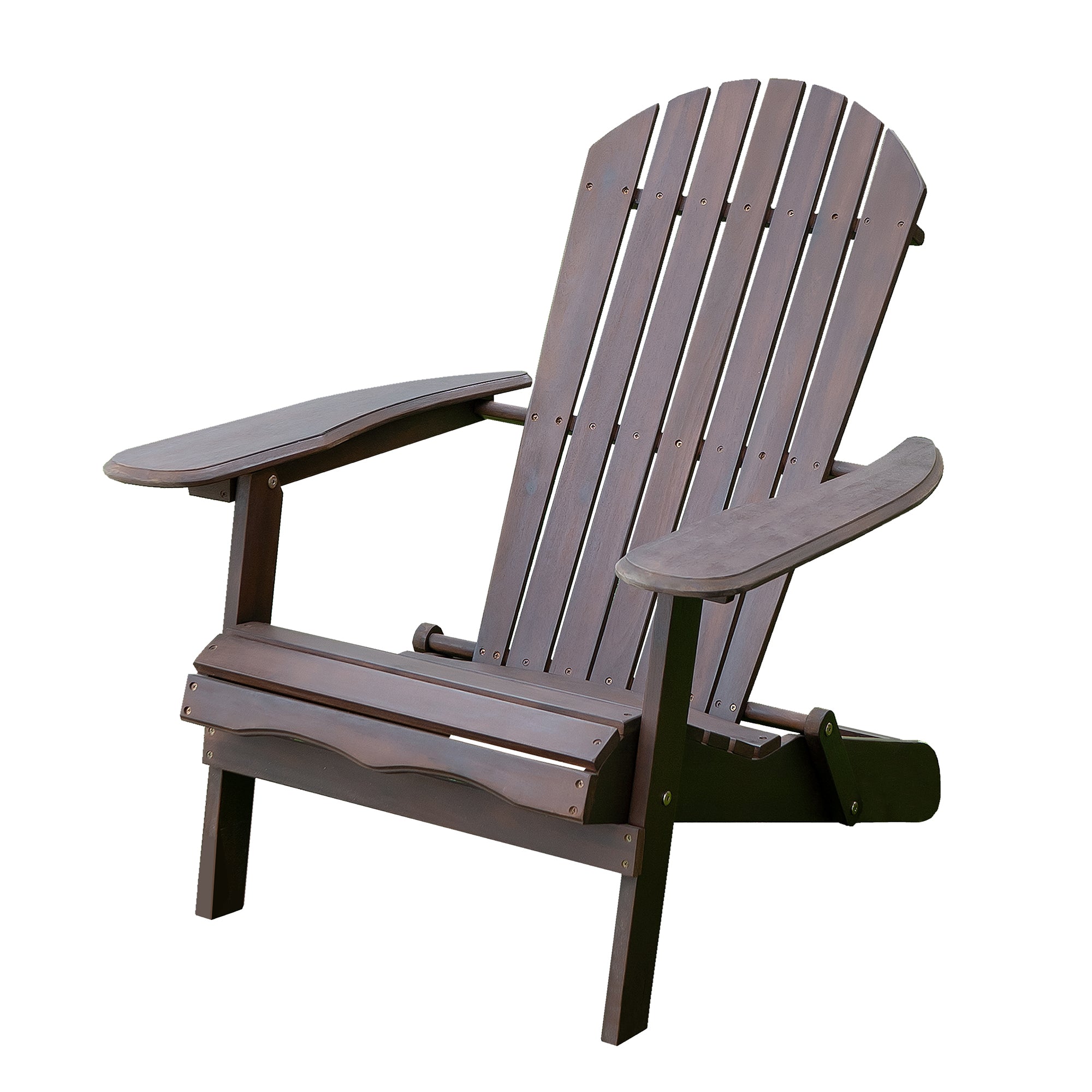 Merry Products Real Acacia Hardwood Folding Adirondack Patio Chair, Dark Brown - VMInnovations