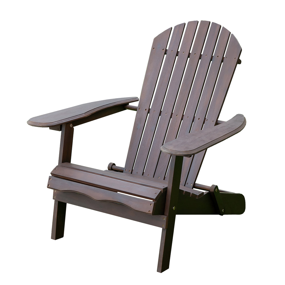 Merry Products Real Acacia Hardwood Folding Adirondack Chair, Brown (Open Box) - VMInnovations