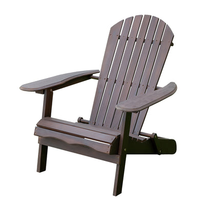 Merry Products Real Acacia Hardwood Folding Adirondack Patio Chair, Dark Brown