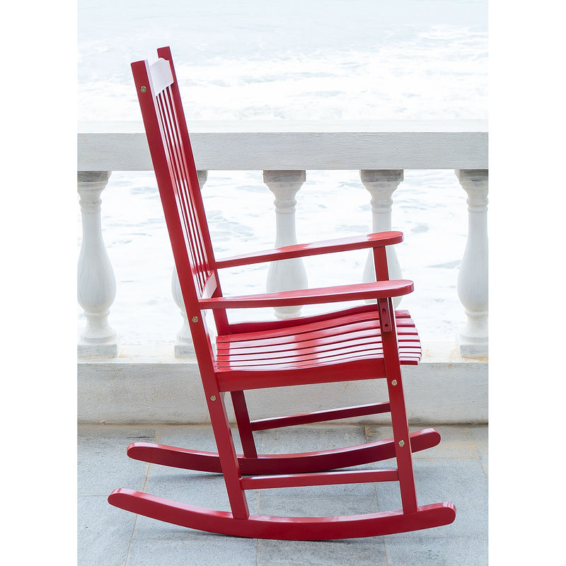 Merry Products Traditional Acacia Hardwood Outdoor and Indoor Rocking Chair, Red