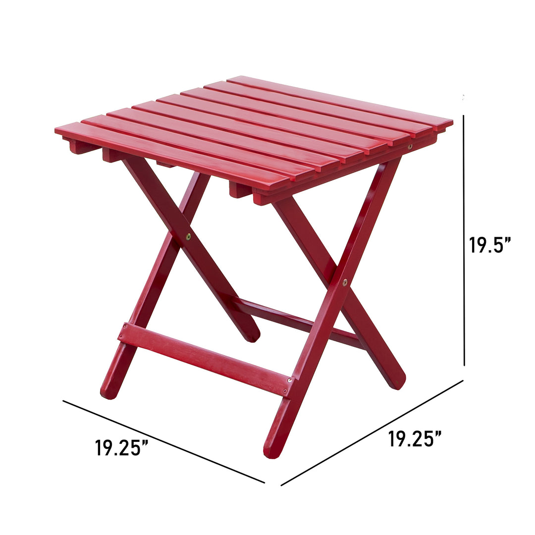 Authentic Acacia Hardwood Flat Folding Slatted Side Table, Red (Open Box)