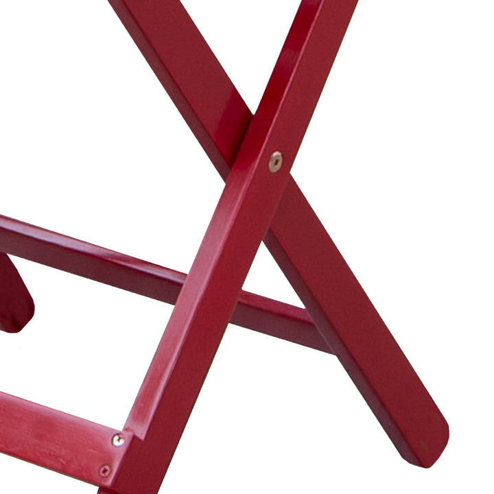 Authentic Acacia Hardwood Flat Folding Slatted Side Table, Red (Open Box)