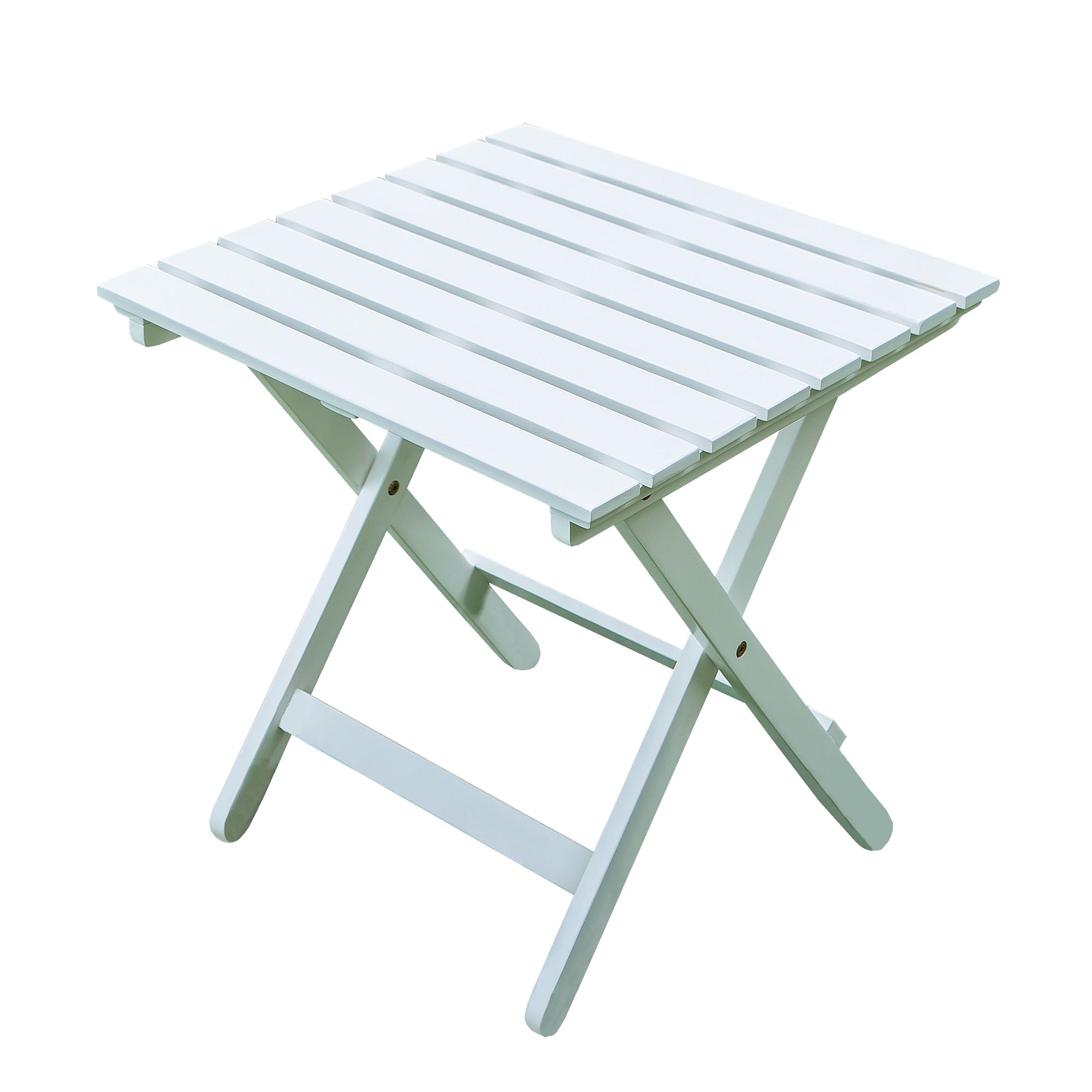 Northbeam Outdoor Acacia Foldable Wooden Deck Lounge Chair w/ Side Table, White