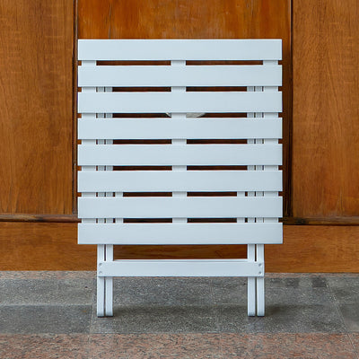 Northbeam Outdoor Acacia Foldable Wooden Deck Lounge Chair w/ Side Table, White
