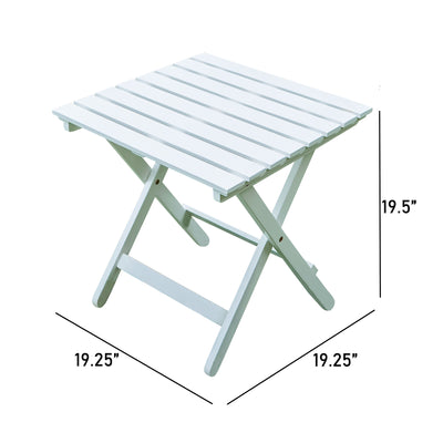 Northbeam Outdoor Acacia Foldable Wooden Deck Lounge Chair w/ Side Table, White