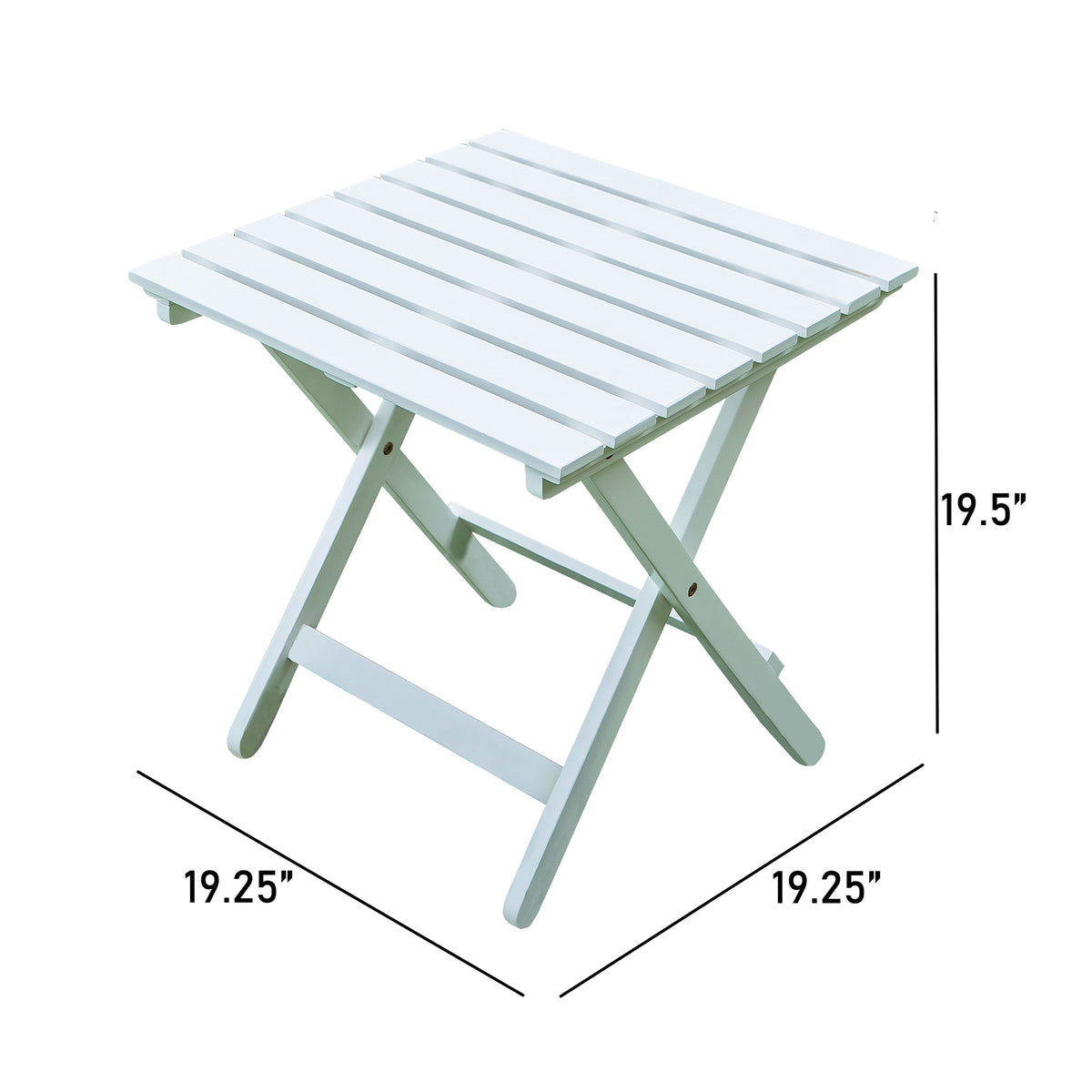 Merry Products Acacia Hardwood Flat Folding Slatted Side Table (Open Box)