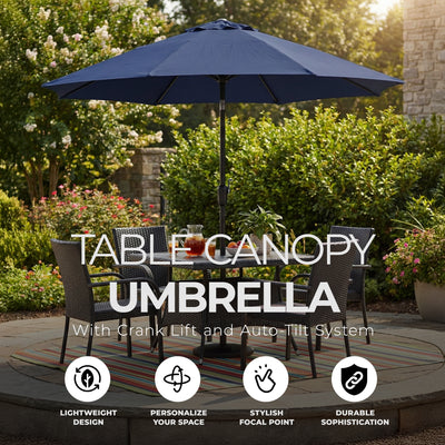 Four Seasons Courtyard 9 Foot Crank Lift Patio Umbrella, Navy (Open Box) - VMInnovations