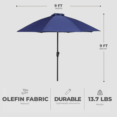 Four Seasons Courtyard 9 Foot Crank Lift Patio Umbrella, Navy (Open Box) - VMInnovations