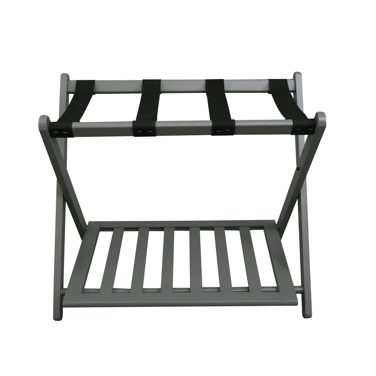 Casual Home Hotel Style Solid Pine Wood Folding Luggage Rack w/ Shelf (Open Box)