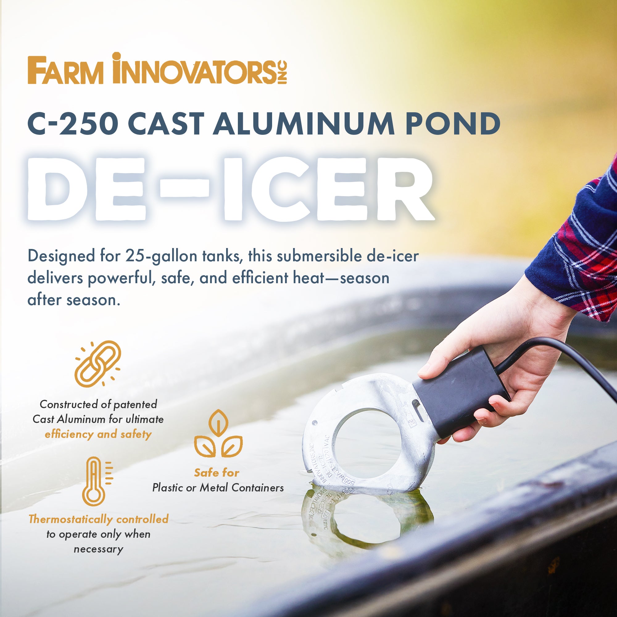 Farm Innovators Submergible Cast Aluminum Utility De-Icer for Farm Use (Used) - VMInnovations
