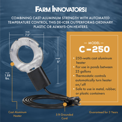 Farm Innovators Submergible Cast Aluminum Utility De-Icer for Farm Use (Used) - VMInnovations