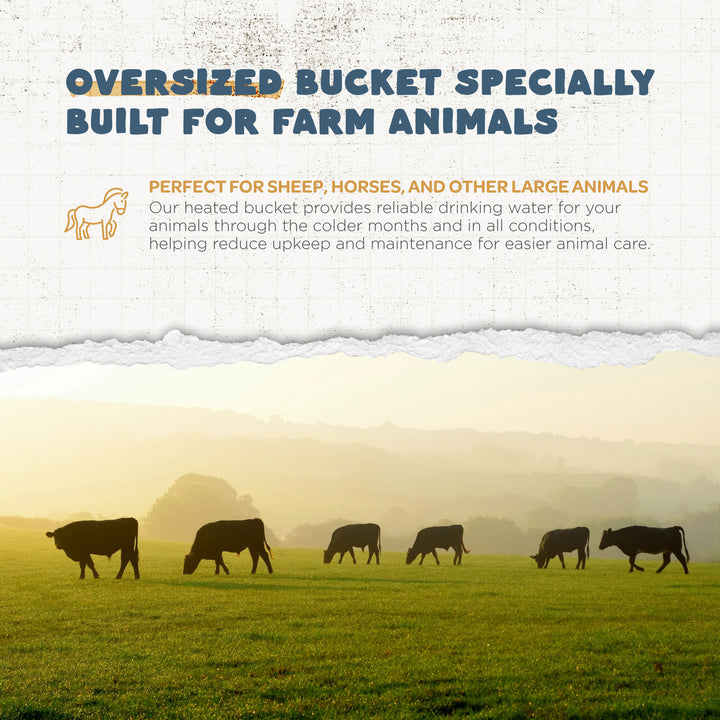 Farm Innovators FB-120 120-Watt Flat-Back Heated Water Bucket for Farm Animals, Green, 5 Gallons, Pack of 2 - VMInnovations