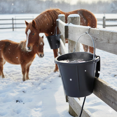 Farm Innovators 18Qt Rubber Flat Back Heated Bucket w/Guard, 90 Watt (Open Box) - VMInnovations