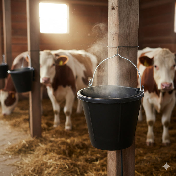 Farm Innovators 18 Quart Rubber Flat Back Heated Bucket with Guard, 90 Watt