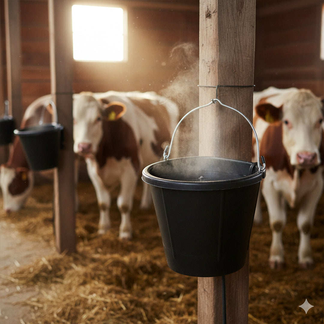 Farm Innovators 18Qt Rubber Flat Back Heated Bucket w/Guard, 90 Watt (Open Box)