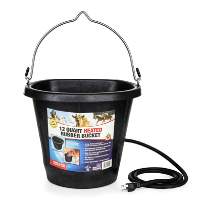 Farm Innovators FB-80R Rubber 3g Flat Back Heated Bucket, 70 Watt, Black (Used) - VMInnovations