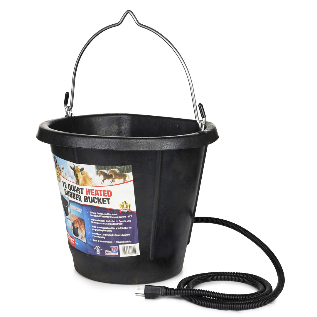Farm Innovators FB-80R Rubber 3 Gal Flat Back Heated Bucket, 70 Watt(Open Box)